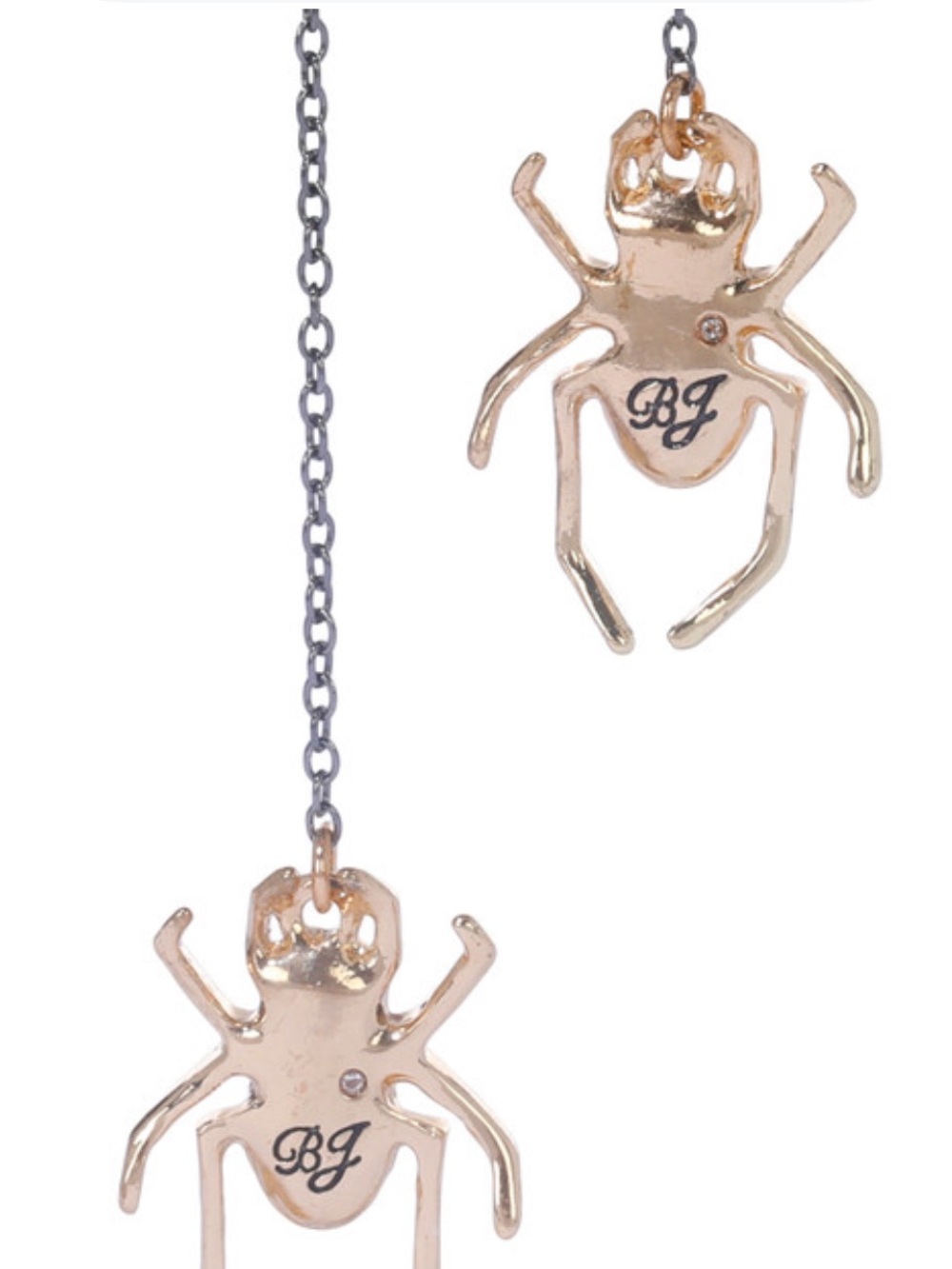 Betsey Johnson Rhinestone Spider Mismatch Linear Earrings NIB Halloween Bling - Picture 4 of 5